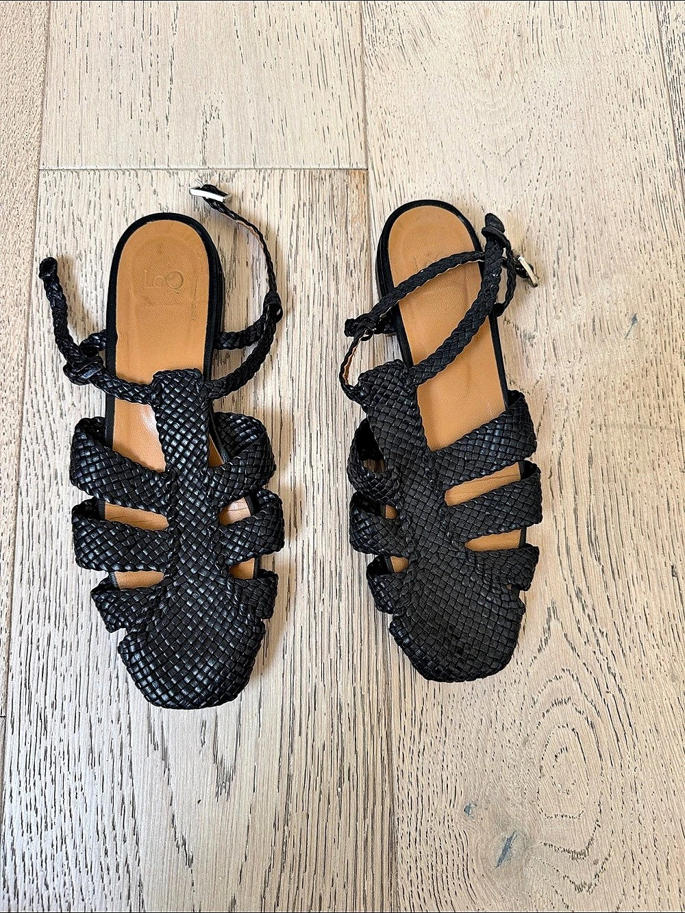LOQ Black Woven Fisherman Sandals
